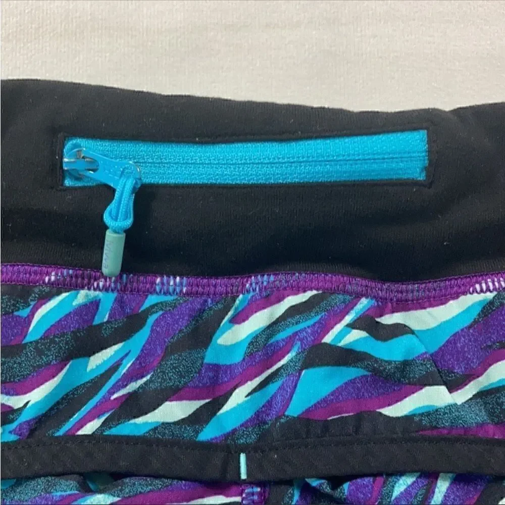 Ivivva By Lululemon Speedy Shorts Black, Blue & Purple Zebra Print
